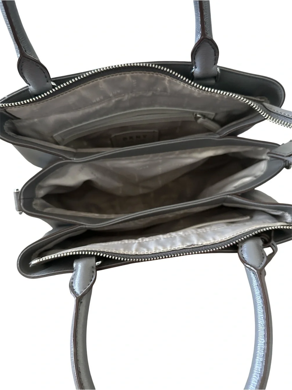 DKNY Paige Medium Gray Leather Satchel Women’s Handbag